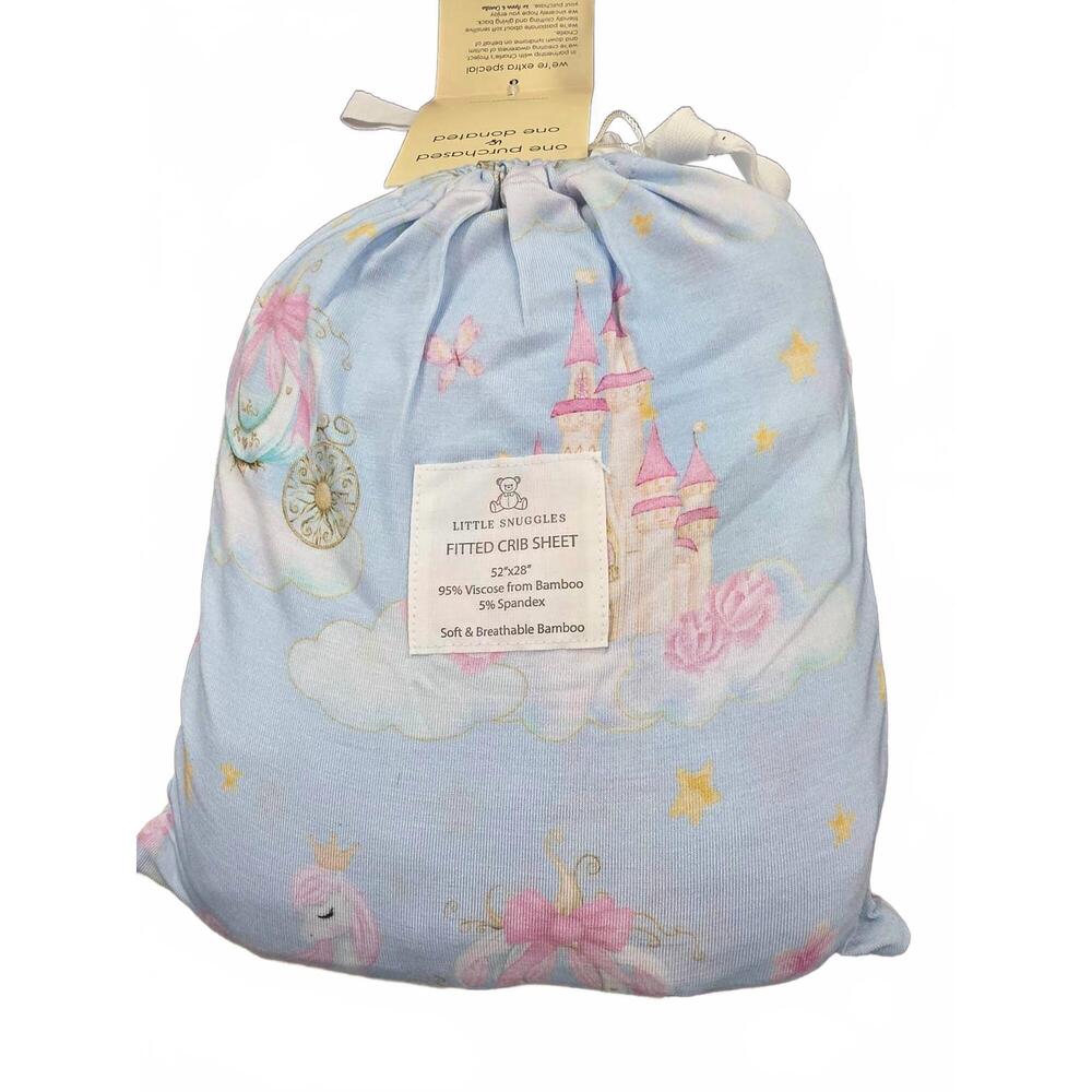 NEW CHARLIES PROJECT girls princess castle crib sheet in blue/ pink